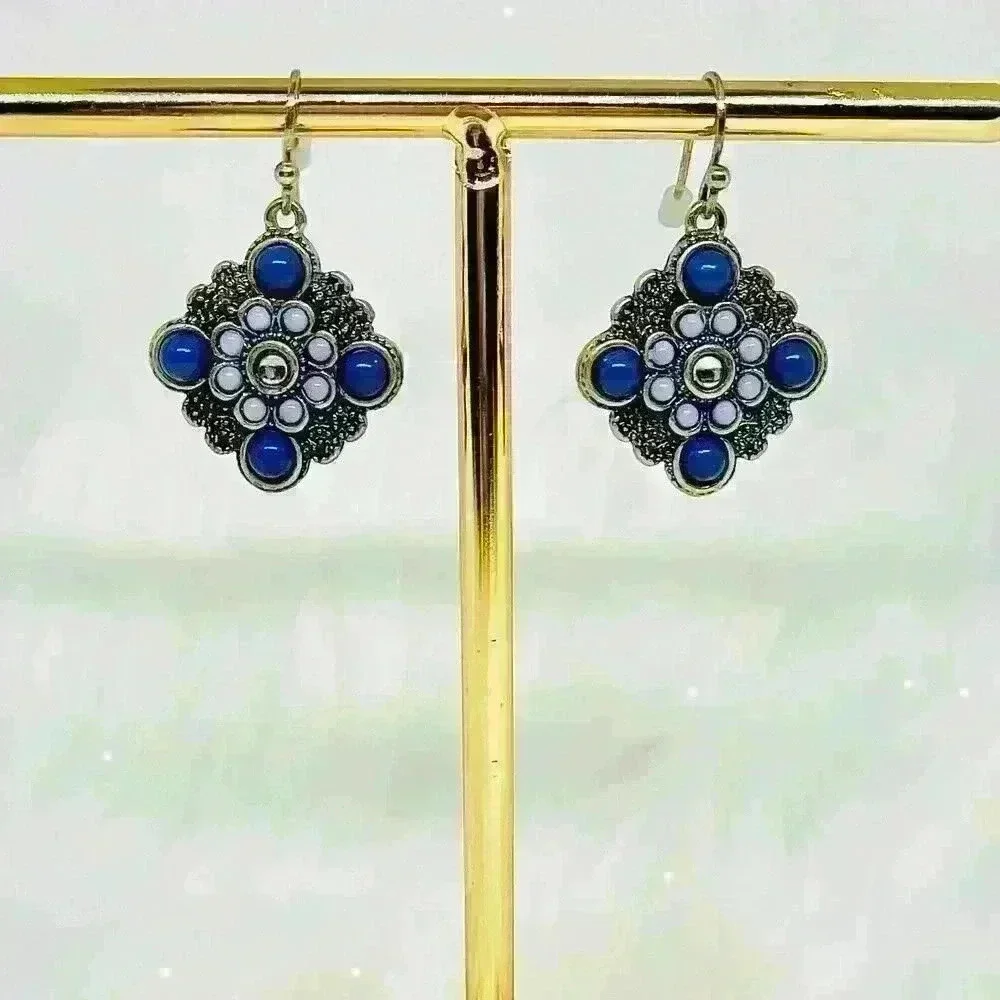 Vintage Boho Shades of Blue Statement earrings